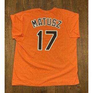 BALTIMORE ORIOLES Brian Matusz XL T-SHIRT #17 SGA Baseball MLB Shirsey Orange